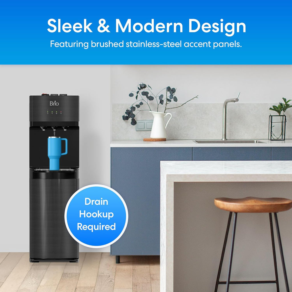 Brio 500 Series 4-Stage Bottle-Less POU Tri-Temperature Digital Self Cleaning Water Cooler Dispenser