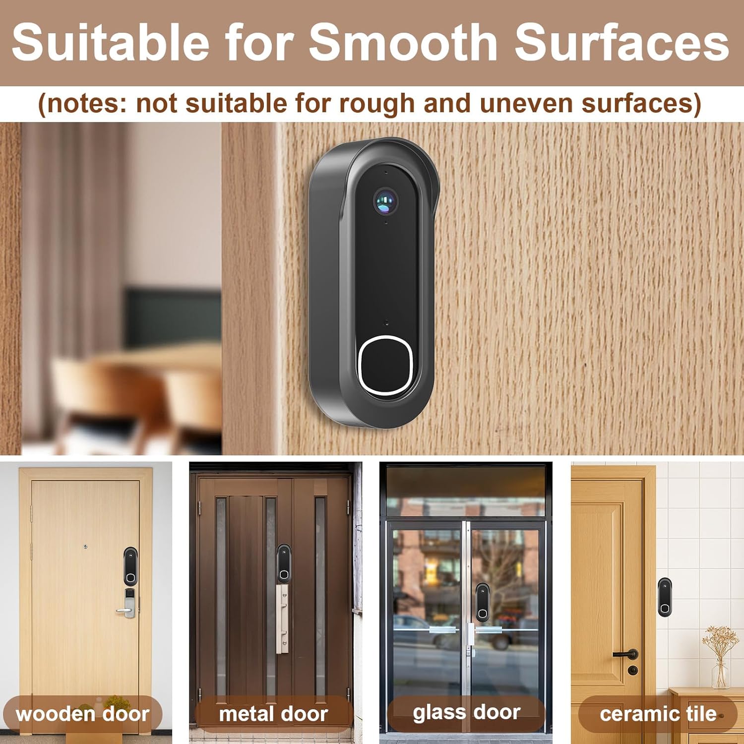 No Drill Adhesive Video Doorbell Mount for Arlo Video Doorbell 2K/HD (2nd Gen), Not Block Doorbell Sensor, Anti-Theft Camera Mount Door Mounting Bracket Holder Accessories for Apartments Houses