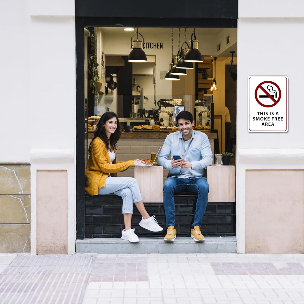 This is a Smoke Free Area Sign - ADA Compliant Digitally Printed Text Wall Sign - No Smoking in This Area Signs for Offices, Businesses, Hotels, and Restaurants - Aluminum 10” x 7”