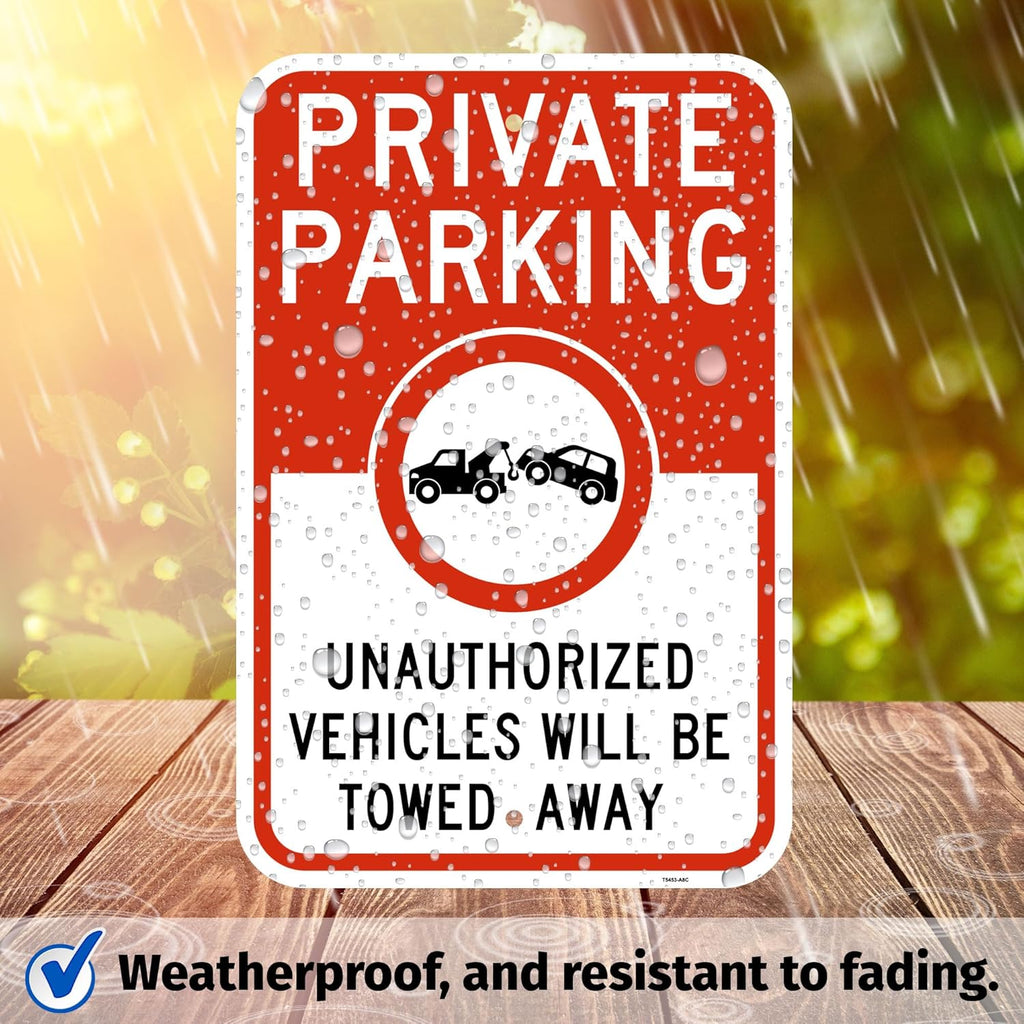 Brimar 12"x18" Private Parking Sign - Rust Free Aluminum, Weatherproof, Clear Designation for Private Parking Areas, Essential for Property Owners.