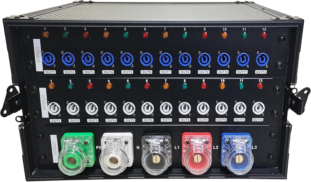 JUNMAN 24 Channel Powercon Power Distro Distributor Box for DJ Stage Lighting Party Event Show