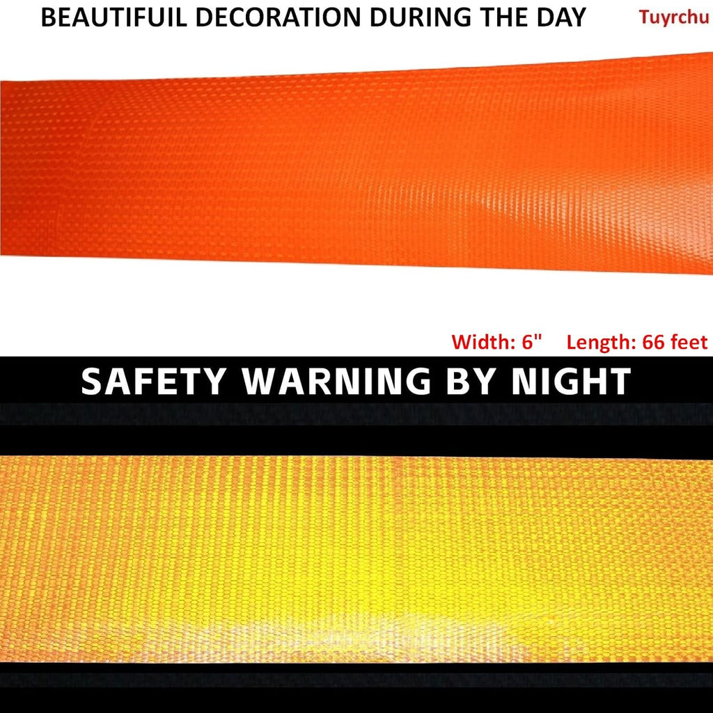 Orange Reflective Tape Outdoor Waterproof 6 inch Wide, High Visibility Industrial Marking Tape, Safety Adhesive Stickers (68 feet)
