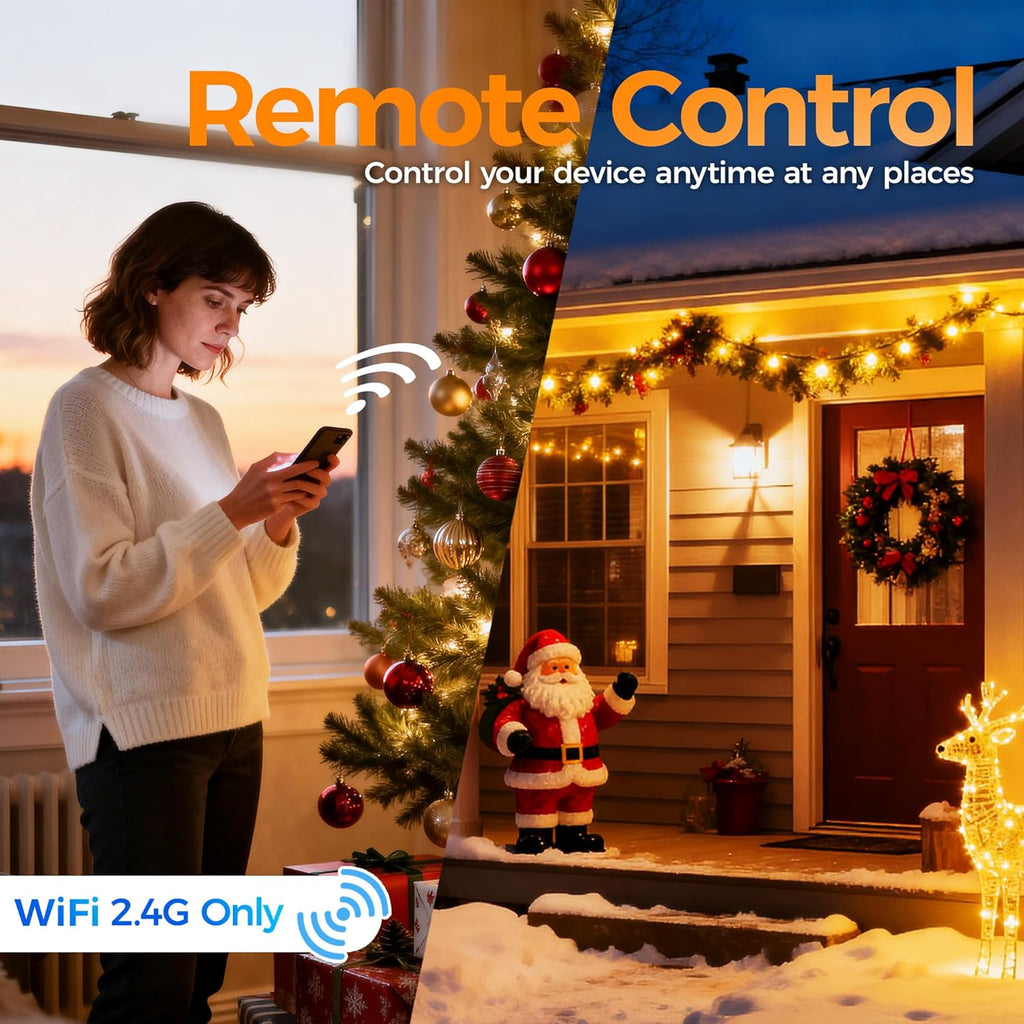 Outdoor Smart Plug Waterproof, TESSAN Smart WiFi Outlet Compatible with Alexa, Google Assistant, 2 Individual Sockets Outside Power Strip with Switch, 2.4GHz Wi-Fi Only, for Lights and 2HP Pool Pump