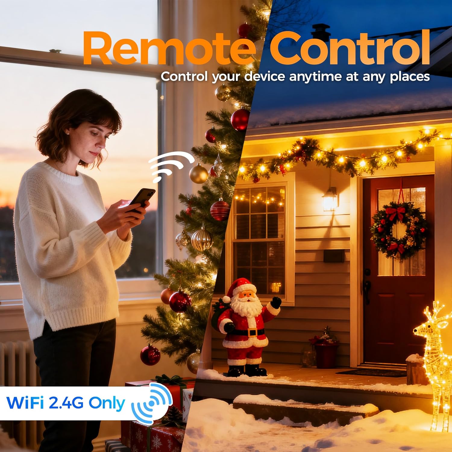 Outdoor Smart Plug Waterproof, TESSAN Smart WiFi Outlet Compatible with Alexa, Google Assistant, 2 Individual Sockets Outside Power Strip with Switch, 2.4GHz Wi-Fi Only, for Lights and 2HP Pool Pump