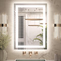 Keonjinn LED Mirror for Bathroom 22 x 30 Inch, Frontlit & Backlit Bathroom Vanity Mirror with 3 Color Lights, Lighted Bathroom Mirror with Anti-Fog, HD Tempered Glass, UL-Listed LED Driver, CRI90+