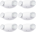 LIT-PaTH LED Emergency Lighting Fixtures with 2 LED Bug Eye Heads and Back Up Batteries- US Standard Exit Light, UL 924 and CEC Qualified, 120/277 Voltage, White, 6-Pack