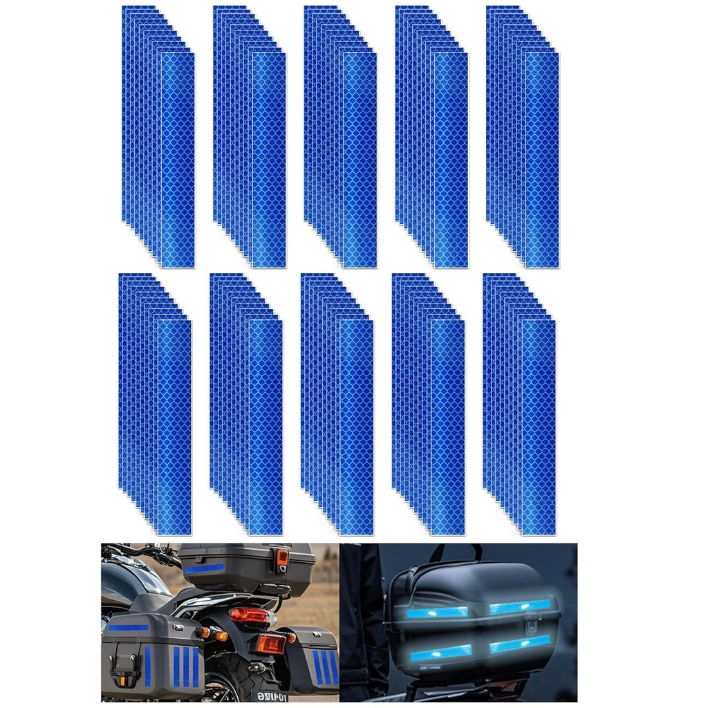 Non Fading Blue Reflective Stickers 1 inch X 6 inch, Outdoor Waterproof High Visibility Warning Safety Adhesive Reflector Tape (100 Pcs)