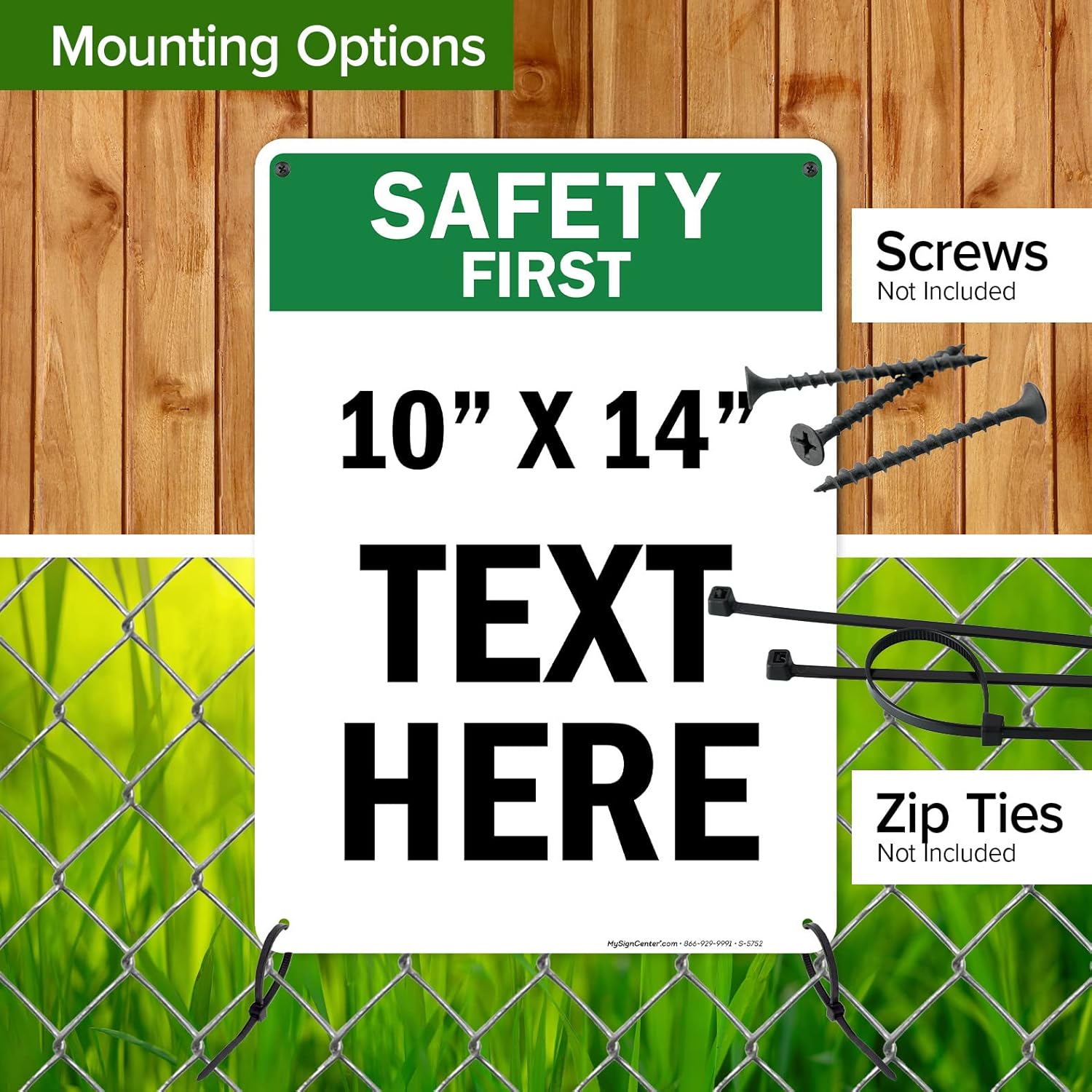 Custom Safety First Sign, OSHA Sign, 10x14 Inches, Rust Free .040 Aluminum, Fade Resistant, Made in USA by My Sign Center