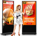 JIYANG 65 Inch 4K Digital Signage Display,Indoor Floor Standing Touchscreen Advertising Display Kiosk Android System,Commercial LCD Totem Support HDMI-in,Store Displays Screens and CMS System(Black)