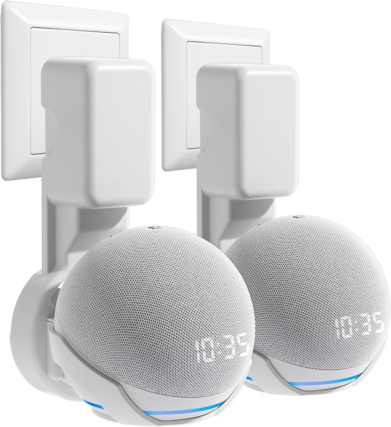 Wall Mount Holder for Dot 4th/5th Generation, Outlet Hanger for Dot 4th/5th Gen, Smart Speaker Stand, Space-Saving Accessories, Built-in Cable Management Shelf(2 Pack,White)…