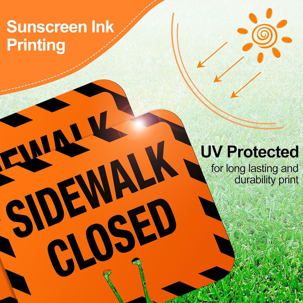 3 Pcs Plastic Sidewalk Closed Sign Bulk for Traffic Cones Top Road Warning Signs 10.4" Height x 12.6" Width x 0.05" Thickness for Outdoor Barricade Construction Caution