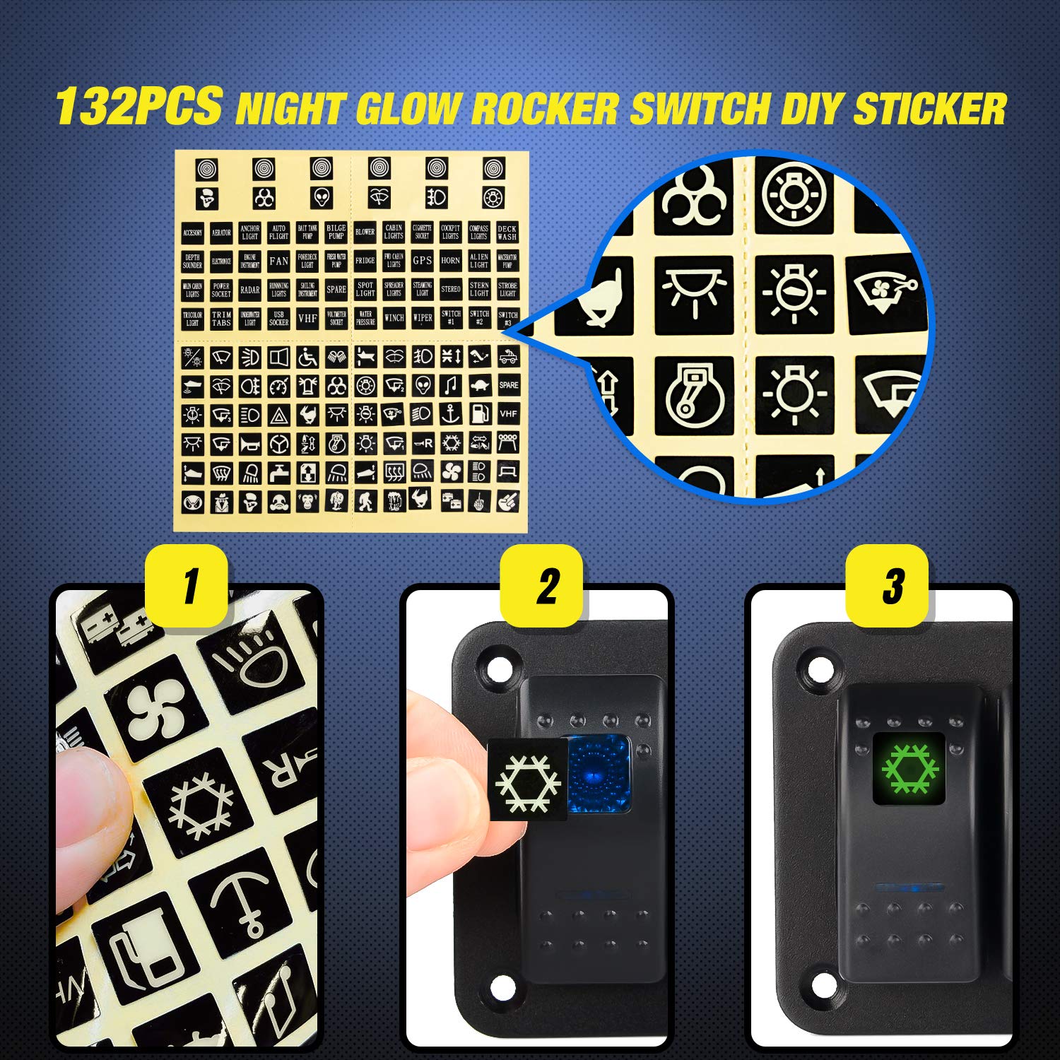 Nilight - 90109D 4 Gang Aluminum Rocker Switch Panel Toggle Dash 5 Pin ON/Off Pre-Wired Rocker Switch Blue Backlit Switch for Automotive Car Marine Boat RV,2 Years Warranty