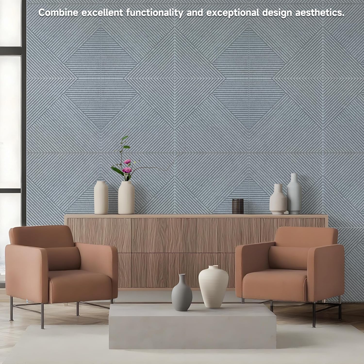 TO-TH Acoustic Wall Panels,6 Pack Total Size 72 x 48 Inches,Self-Adhesive Decorative Acoustic Panels for Wall and ceiling,Silver Grey