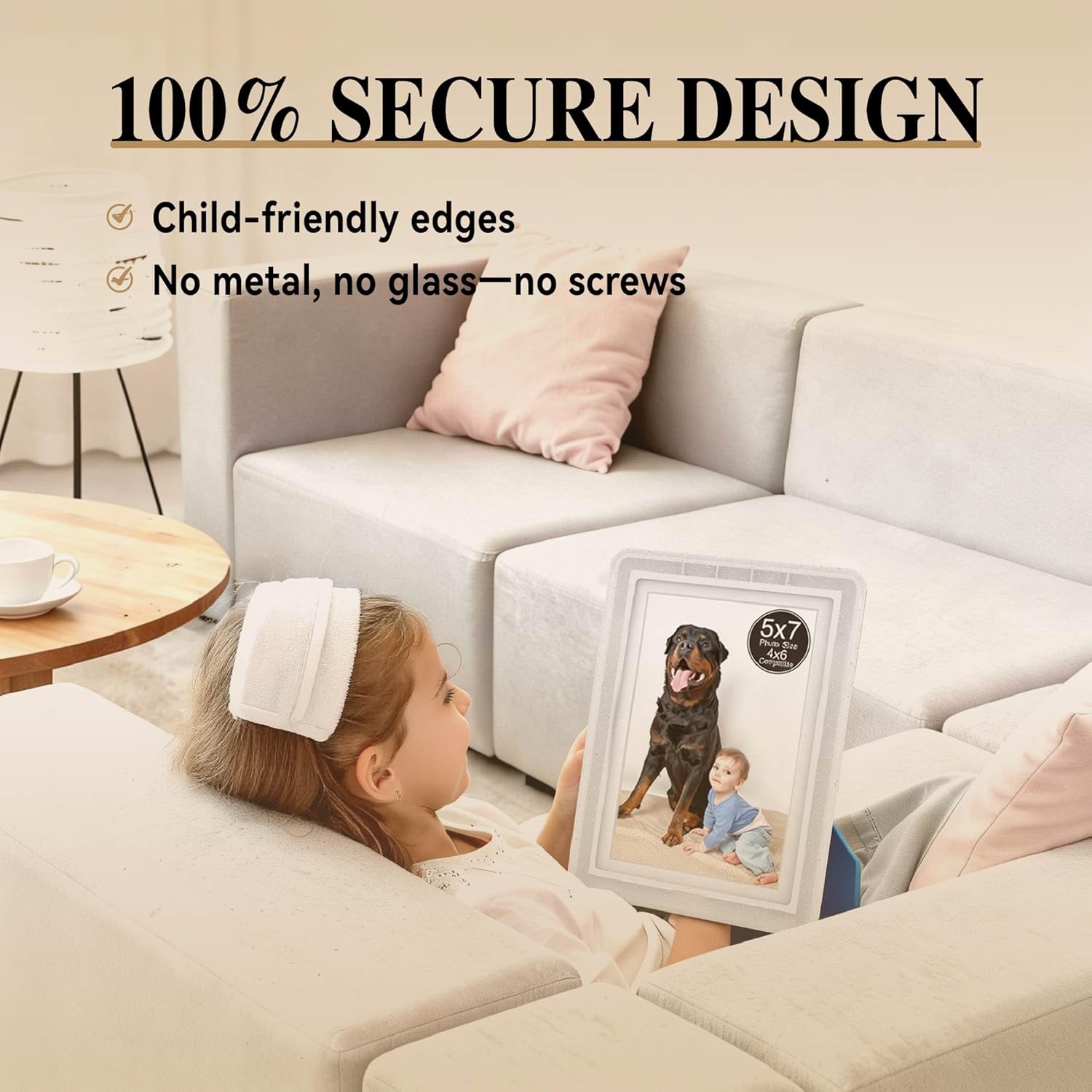5x7 Picture Frame, Clear Acrylic Photo Frame with White Mat for 4x6 Photos, One-Piece Shatterproof Tool-Free Design, UV-Resistant Waterproof Tabletop Frame for Home Office Decor with 10-Year Warranty