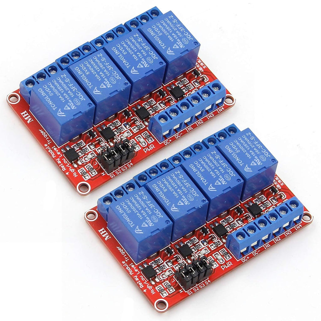 2PCS 4 Channel 12V Relay Module with Optocoupler High or Low Level Trigger Expansion Board for Raspberry Pi Arduino