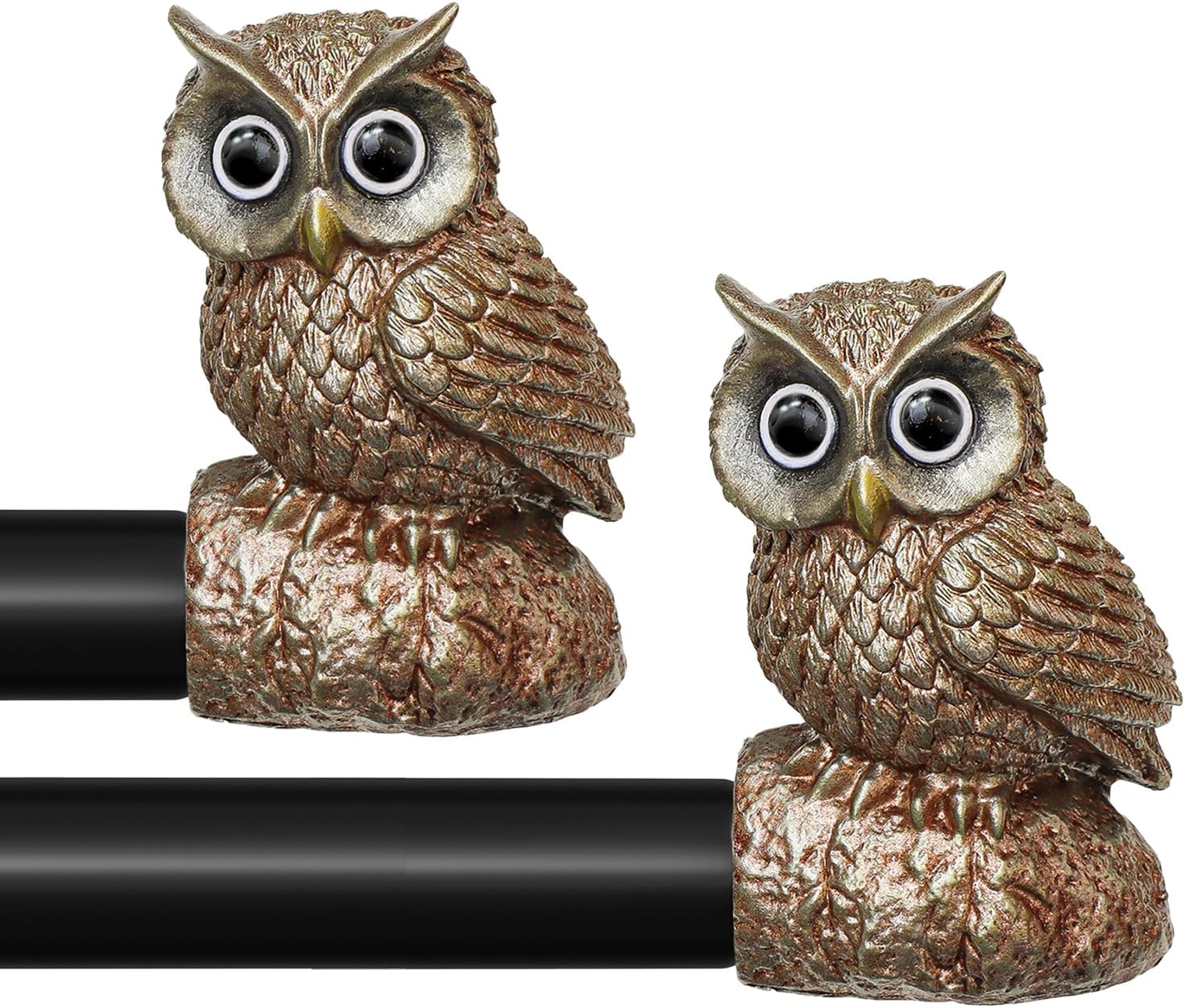 2 Pack Vintage Decorative Black Curtain Rods for Windows 48 to 84 Inch Adjustable Heavy Duty 1'' Diameter Curtain Rod with Owl Finials for Bedroom Living Room Kitchen Farmhouse (36-88'')