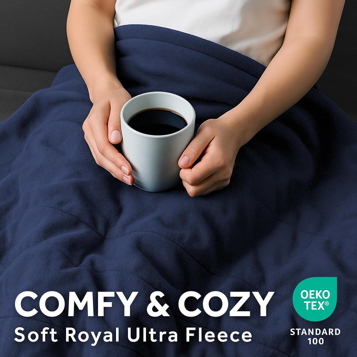 Sunbeam Royal Ultra Fleece Heated Electric Blanket King Size, 90" x 100", 12 Heat Settings, 12-Hour Selectable Auto Shut-Off, Fast Heating, Machine Washable, Warm and Cozy, Indigo