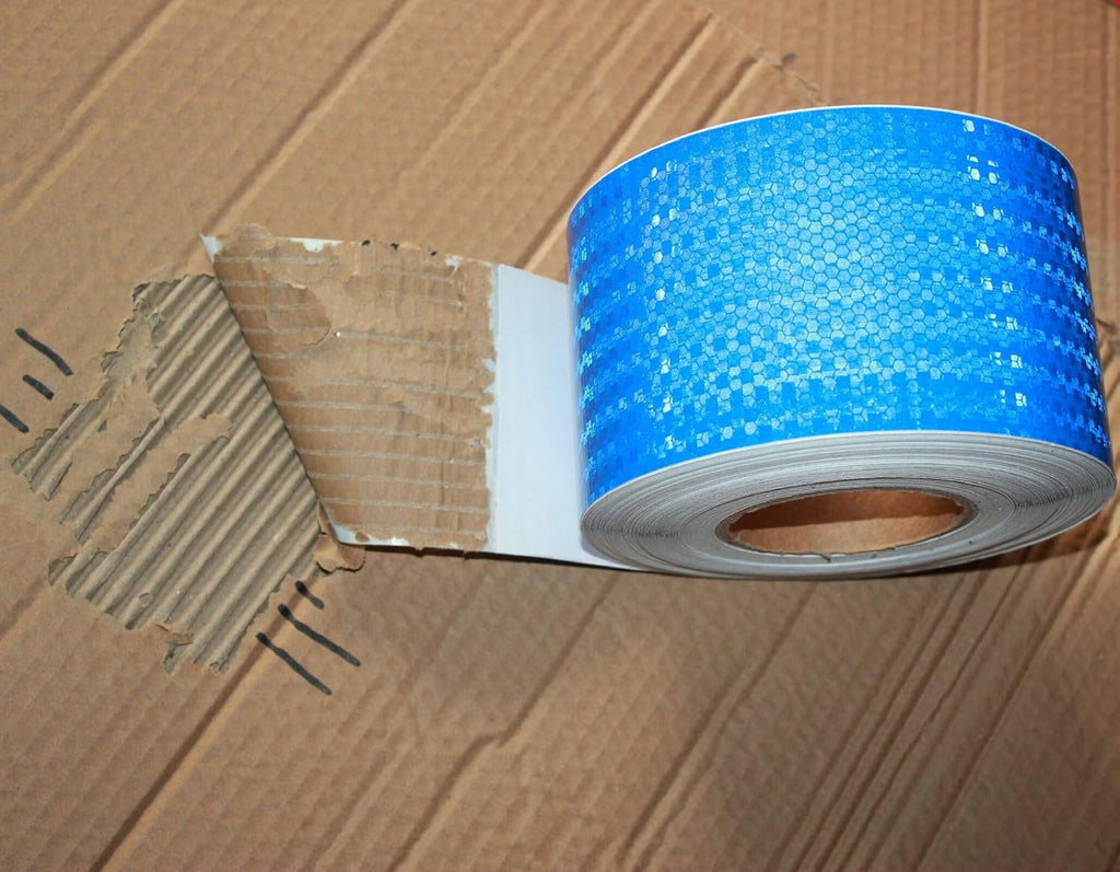 Blue Reflective Tape 4 inch Wide, Outdoor Waterproof High Visibility Warning Industrial Marking Tape, Safety Stickers (68 feet,3 Rolls)