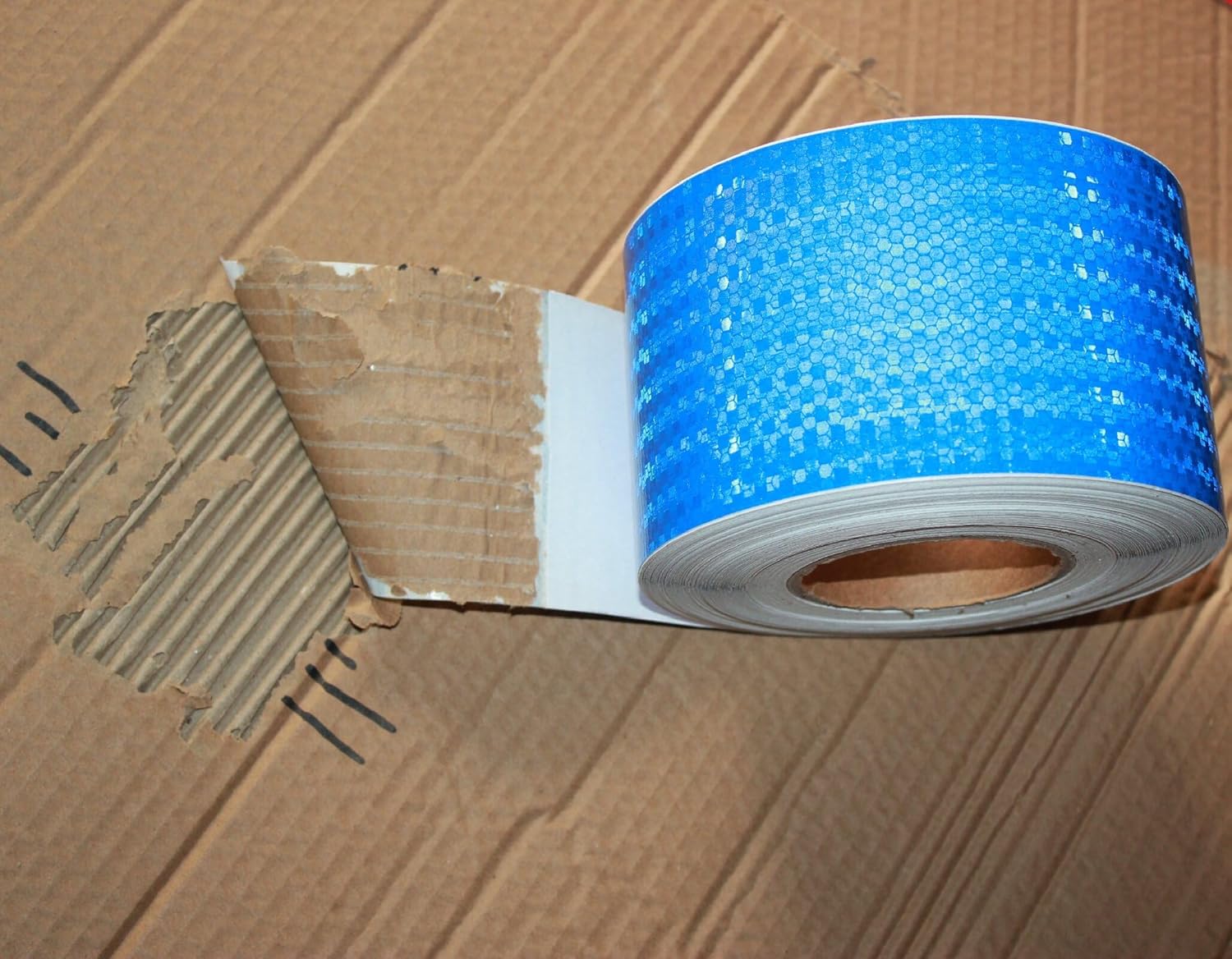 Blue Reflective Tape 4 inch Wide, Outdoor Waterproof High Visibility Warning Industrial Marking Tape, Safety Stickers (168 feet)