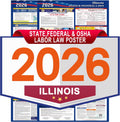 Illinois Labor Law Poster Set 2026 - State, Federal and OSHA Compliant Laminated Post - All in One Required Compliance Posting 17" x 40" English Version 2PCS - Ideal for Posting in The Workplace
