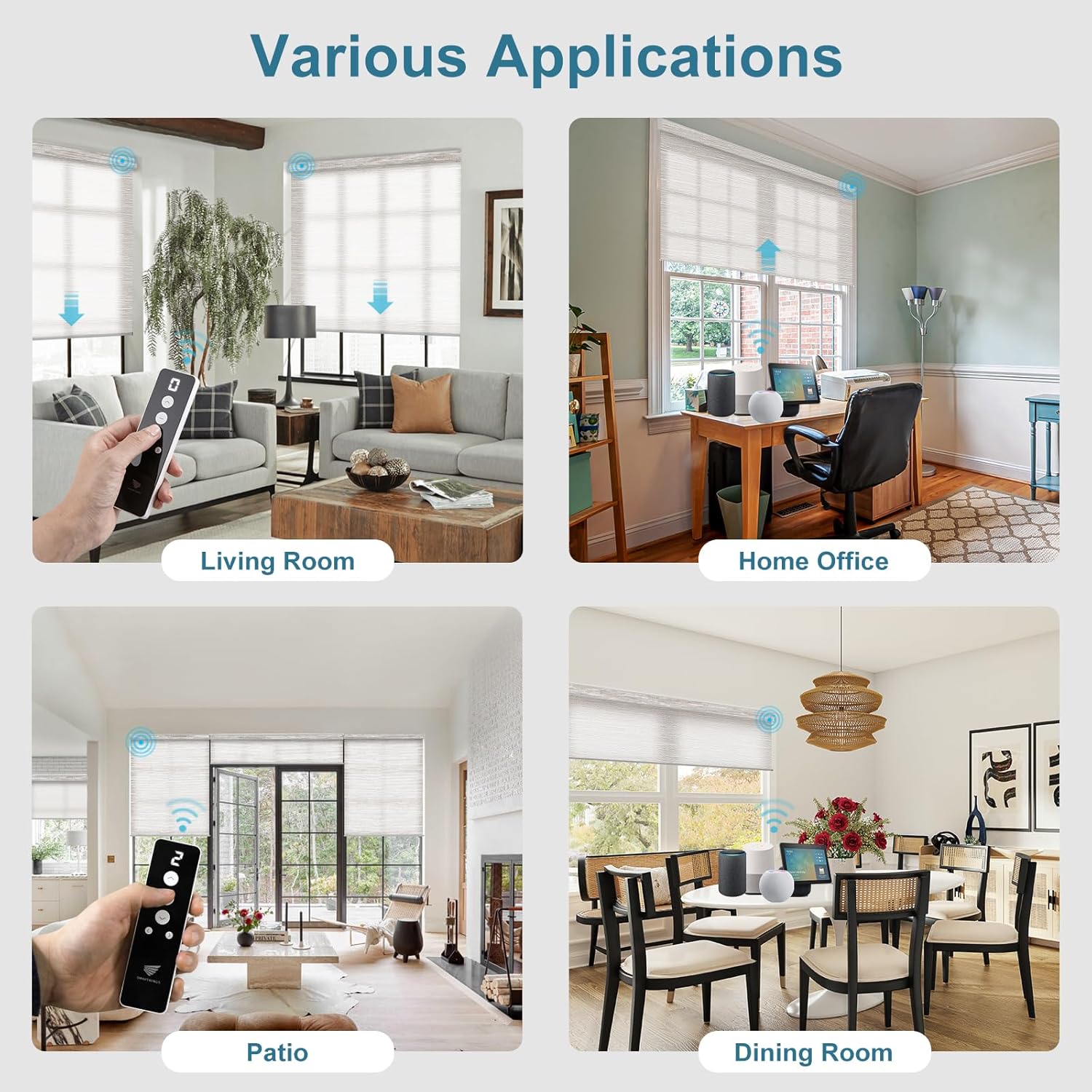 SmartWings Motorized Blind Light Filtering Shade Work with Z-Wave Alexa Thread Homekit, 70% Blackout Smart Window Blinds Translucent, Cordless with Remote Control, Max 110"W x 148"H, Essential Cream