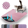 Small Cat Litter Mat, 20x14’’ Double Layer Honeycomb Cat Litter Box Mat, Non Slip Waterproof Urine Proof Litter Trapping Mat for Floor, Kitty Litter Pad, Indoor Pet Supplies, Pink