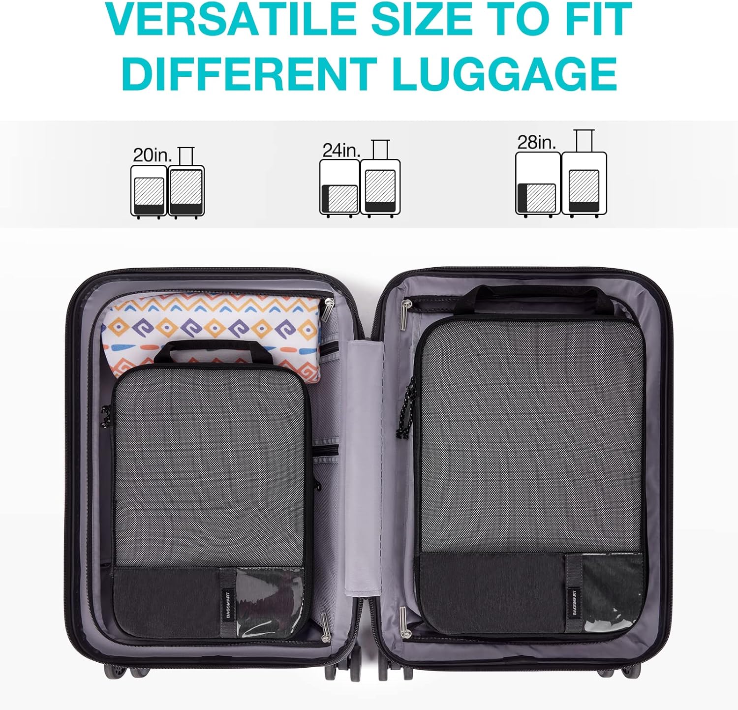 BAGSMART 6 Set /4 Set/2 Set Compression Packing Cubes for Travel, Lightweight Luggage Organizer Bags, Durable Space Saver Bags Travel Essentials