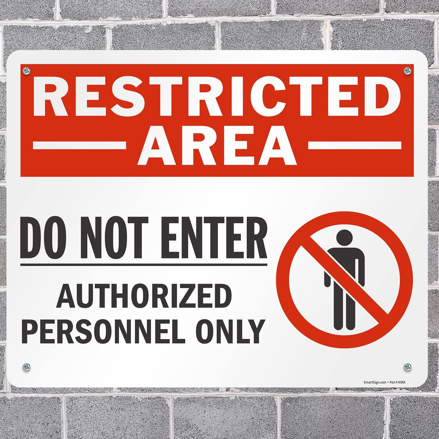 SmartSign 24 x 30 inch “Restricted Area - Do Not Enter, Authorized Personnel Only” Metal Sign with Symbol, 80 mil Laminated Rustproof Aluminum, Red, White and Black, Made in USA