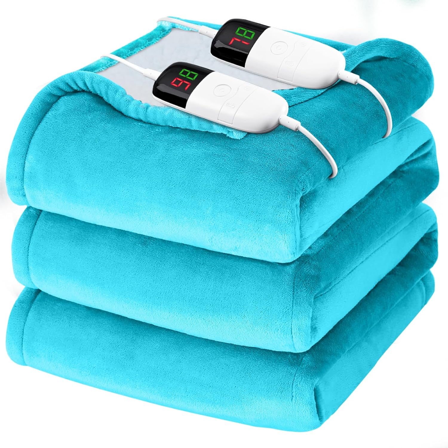 Heated Electric Blanket King Size - 90" x 100" Heating Blanket with Dual Control, 10 Heating Levels & 8 Hours Auto Off, Soft Warm Flannel Blanket, Christmas Birthday Gifts for Senior Grandma