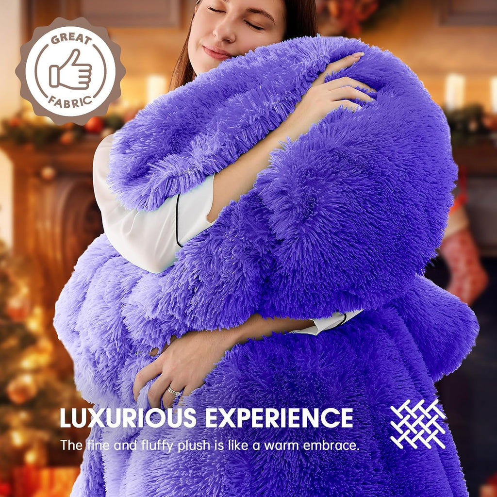Heated Electric Blanket Twin,Warm Winter Birthday Gifts for Women Her Grandma–Faux Fur with Soft Sherpa,10 Heat Settings,5 Time Settings with Fast Heating, 62x84, Sunset Purple