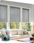 Yoolax Motorized Blinds with Remote, Smart Blinds for Windows Motorized Roller Shades, Automatic Window Shades Compatible with Alexa Custom Size (Light Filtering-Foggy Gray)