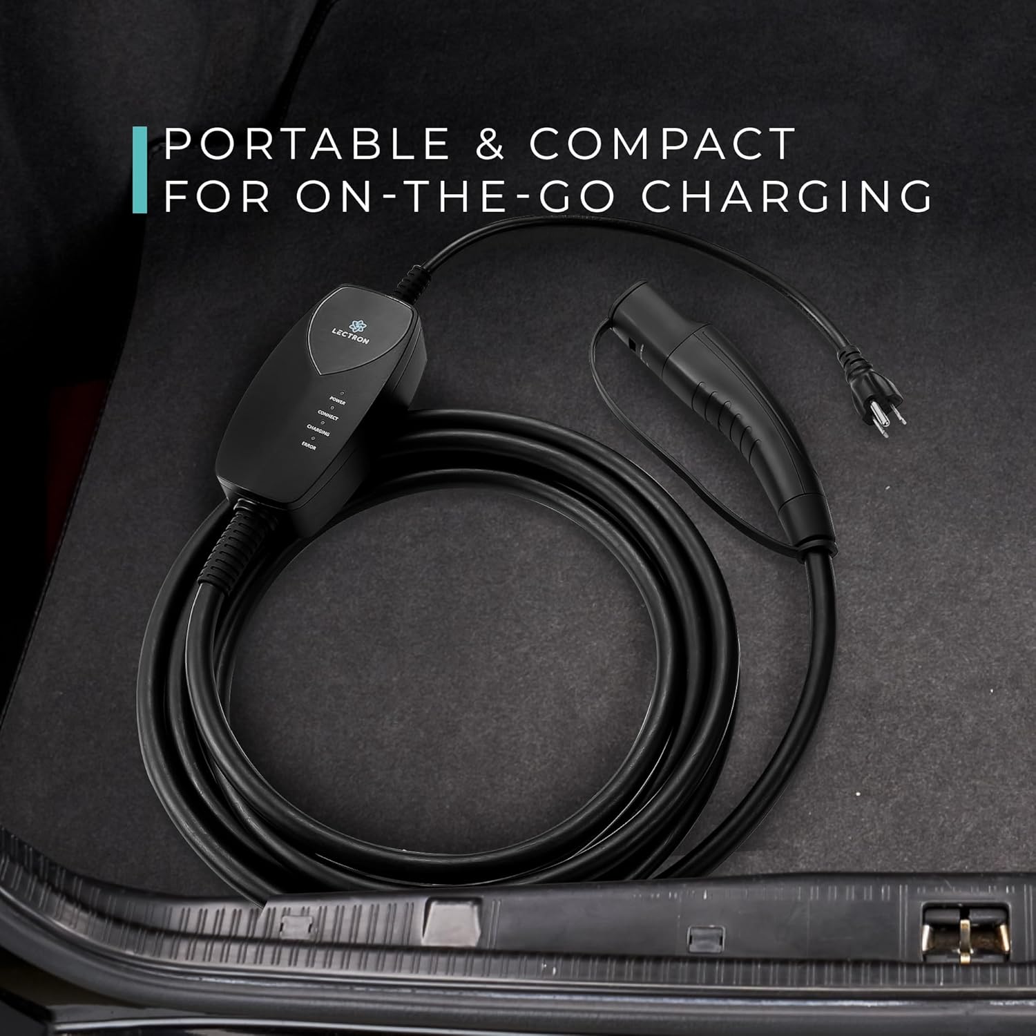 Lectron Level 1 Tesla Charger (WiFi) with App Control - 12 Amp, 120V, NEMA 5-15 Plug, 16ft Extension Cable NACS Connector, Portable Home Electric Car EV Charger for All Tesla/NACS EVs