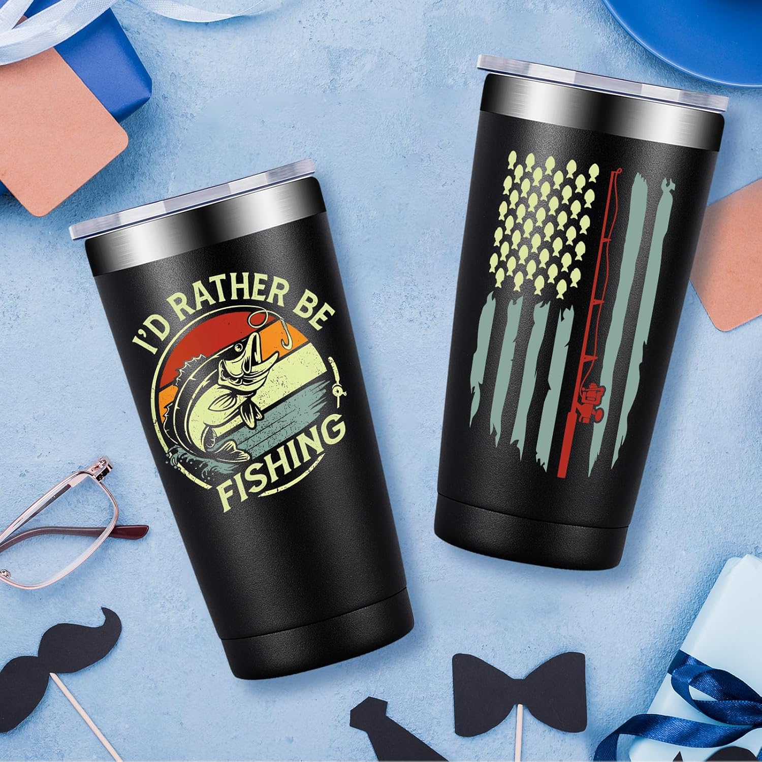 Fufandi Fishing Gifts For Men - Gifts for Fisherman - Fishing Christmas Gift, Birthday Fathers Day Gift for Dad, Men, Husband, Him - Tumbler Cup 20oz