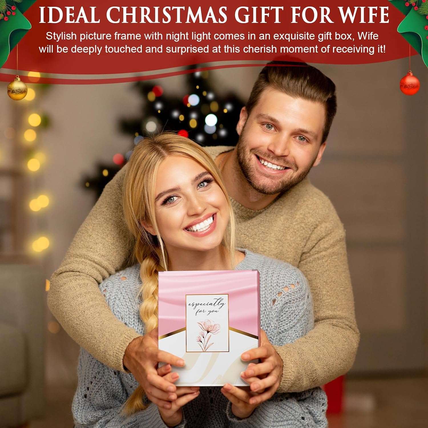 Christmas Gifts for Wife from Husband - Wife Gifts Picture Frame 5x7 with Night Light, Wedding Anniversary Birthday Gift for Women Wifey Ideas Valentines Day I Love You Gift for Her Romantic to Wifey