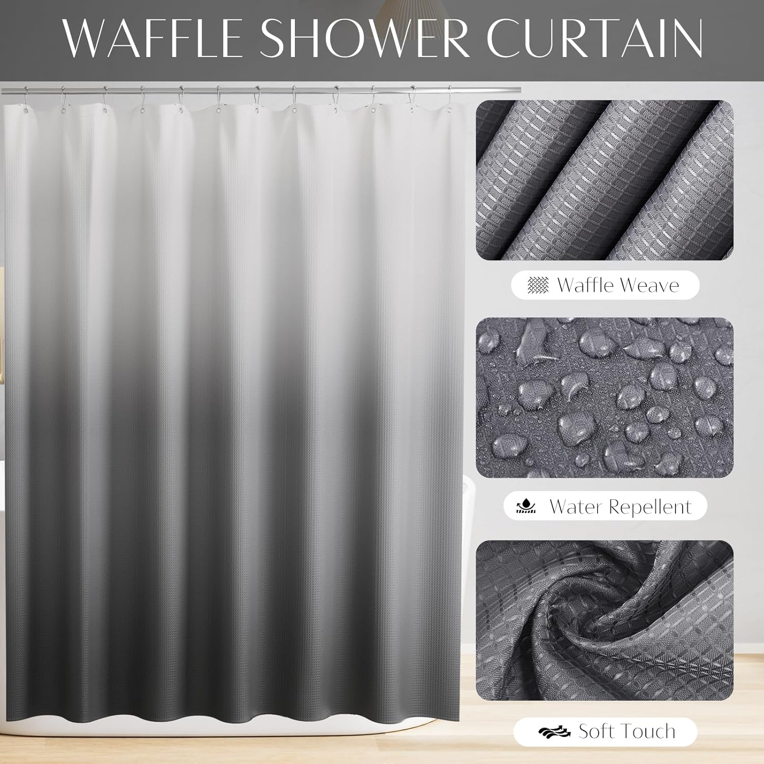 32PCS Bathroom Set Bathroom Sets with Shower Curtain and Rugs Grey Bathroom Accessories,Shower Curtain Set,Bathroom Rug Set with Bathroom Trash Can
