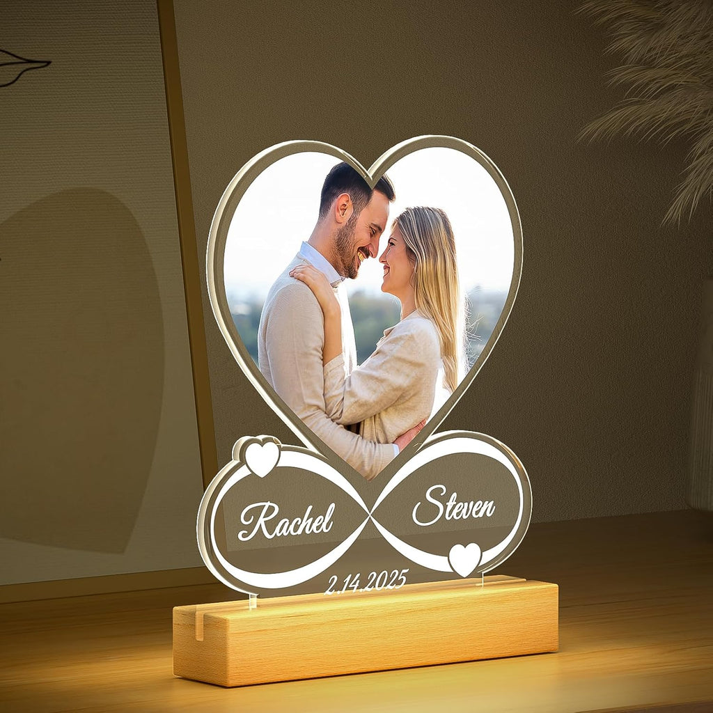 Personalized Picture Frame, Custom Picture Frames, Customized Photo Frame, Personalized Anniversary Valentines Day Gifts for Women Men Her Him Girlfriend Boyfriend Couple Mom Dad Baby Kid Family