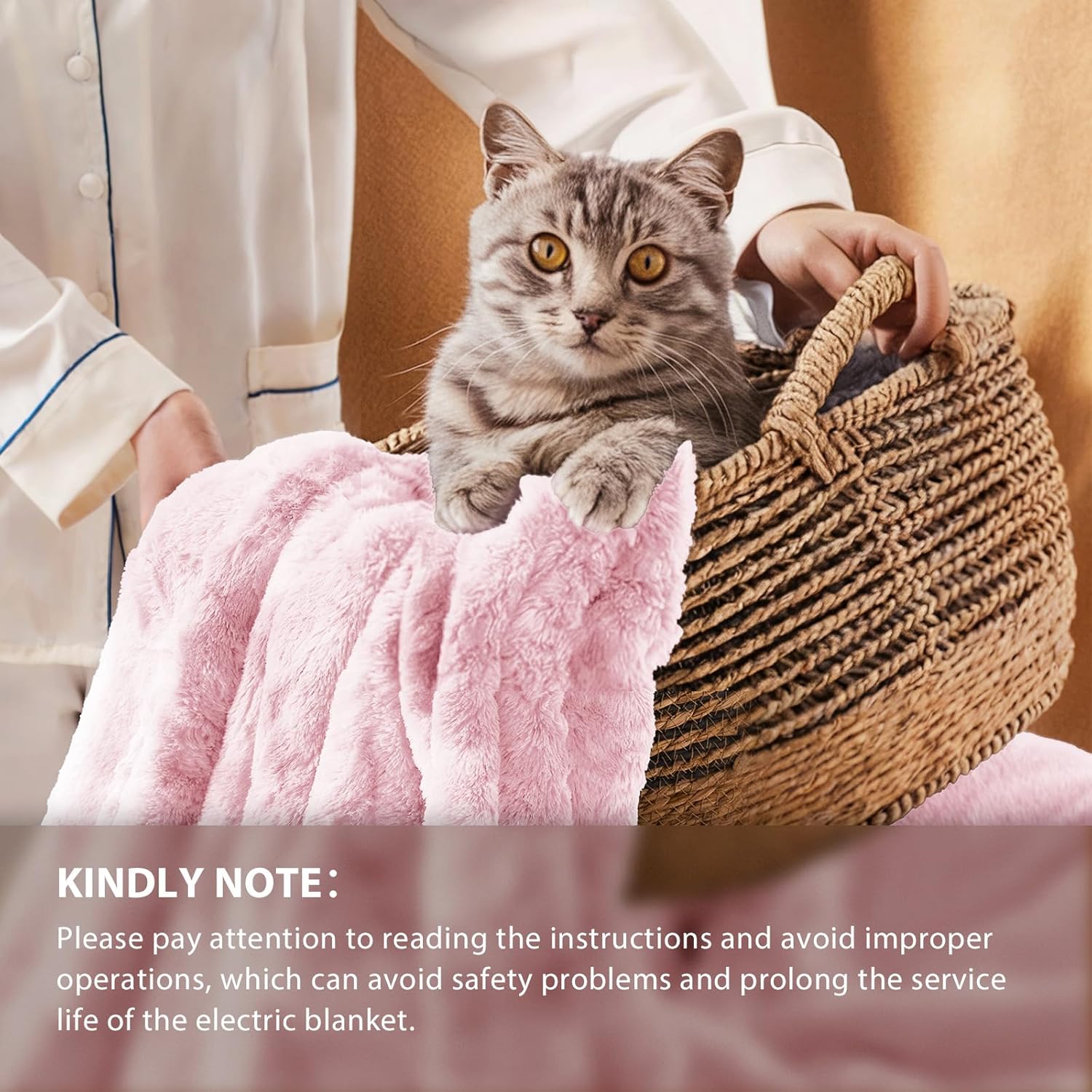 Homemate Heated Blanket Electric Throw - 50"x60" Heating Blanket Throw 1/2/4/6/8 Hours Auto-Off 10 Heat Levels Over-Heat Protection Luxury Faux Fur Sherpa ETL Certification