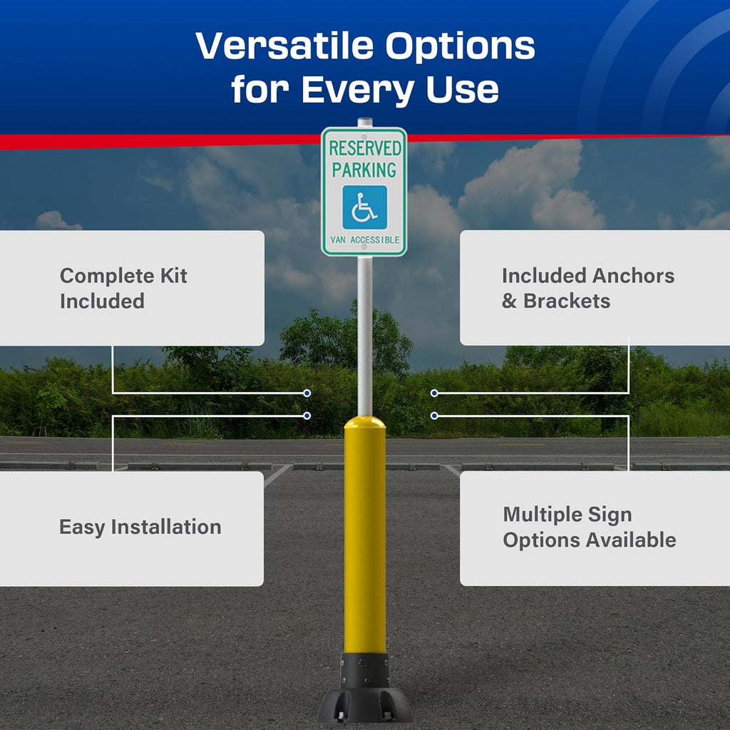 Impact Recovery - SlowStop Rebounding Bollard Sign Post - Handicap Parking Sign - Bollard Post - Made in the USA - 78” Van Accessible Signage