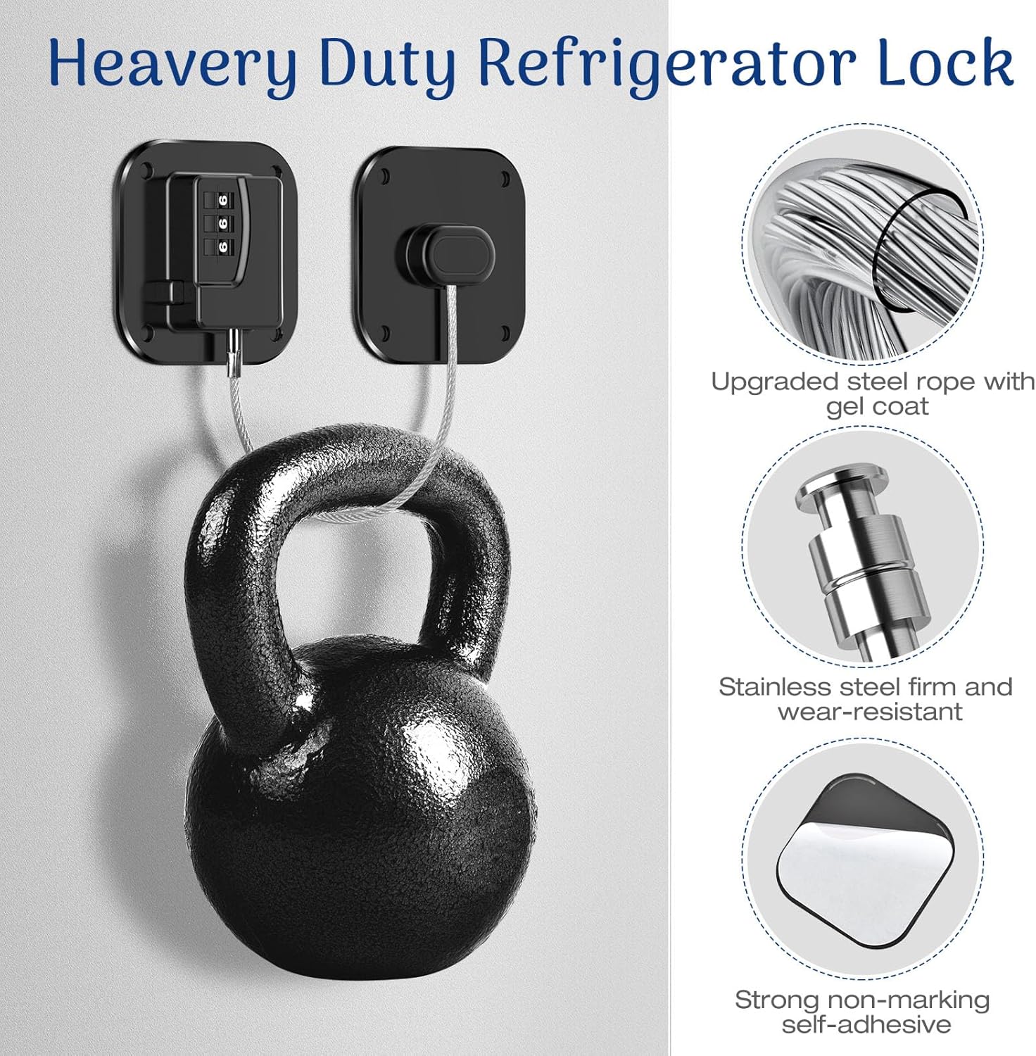 Fridge Refrigerator Lock with Combination, Heavy Duty Lock for Cabinet, Drawers, Closet, Safety Easy Install No Keys Needed (Black-4Pack)
