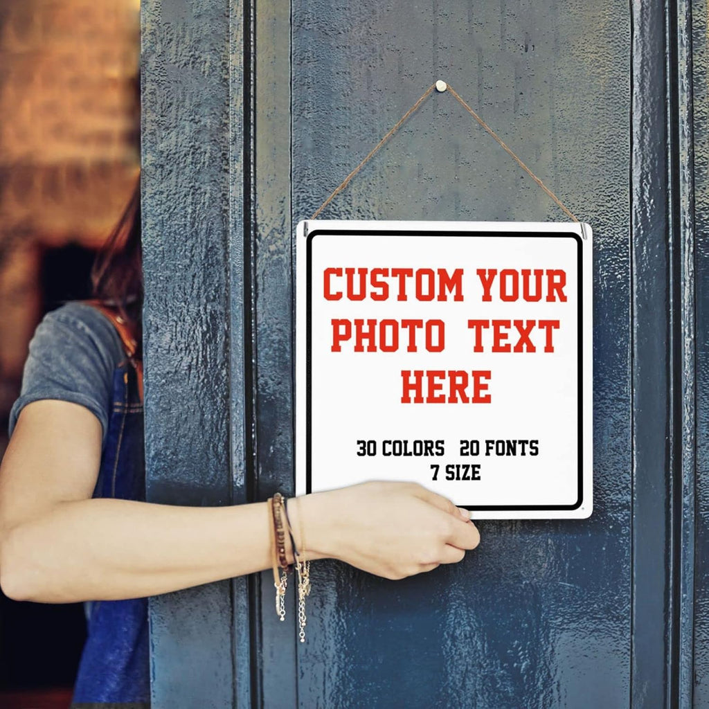 Custom Signs Outdoor Metal Sign - 8 x 8 Personalized for Business, Workplace, Office, Home, Delivery Signs, Road Garden Hazard Intersection Parking Decorative