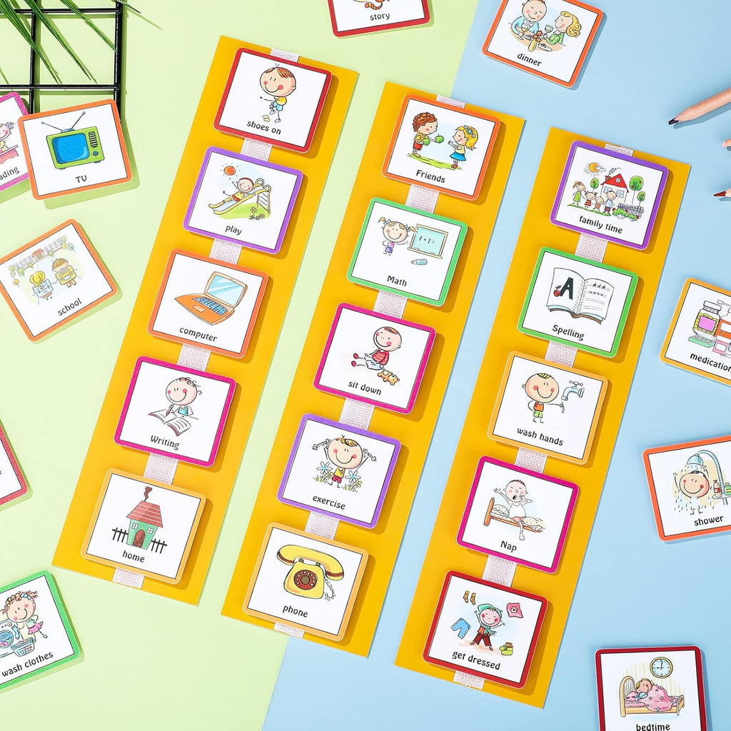 Geyee 60 Pcs Visual Schedule Cards Daily Routine Chart Visual Planner Cards Bulk for Autism Learning Materials Asperger's ADHD Home Education Behavioral Tool(Yellow)