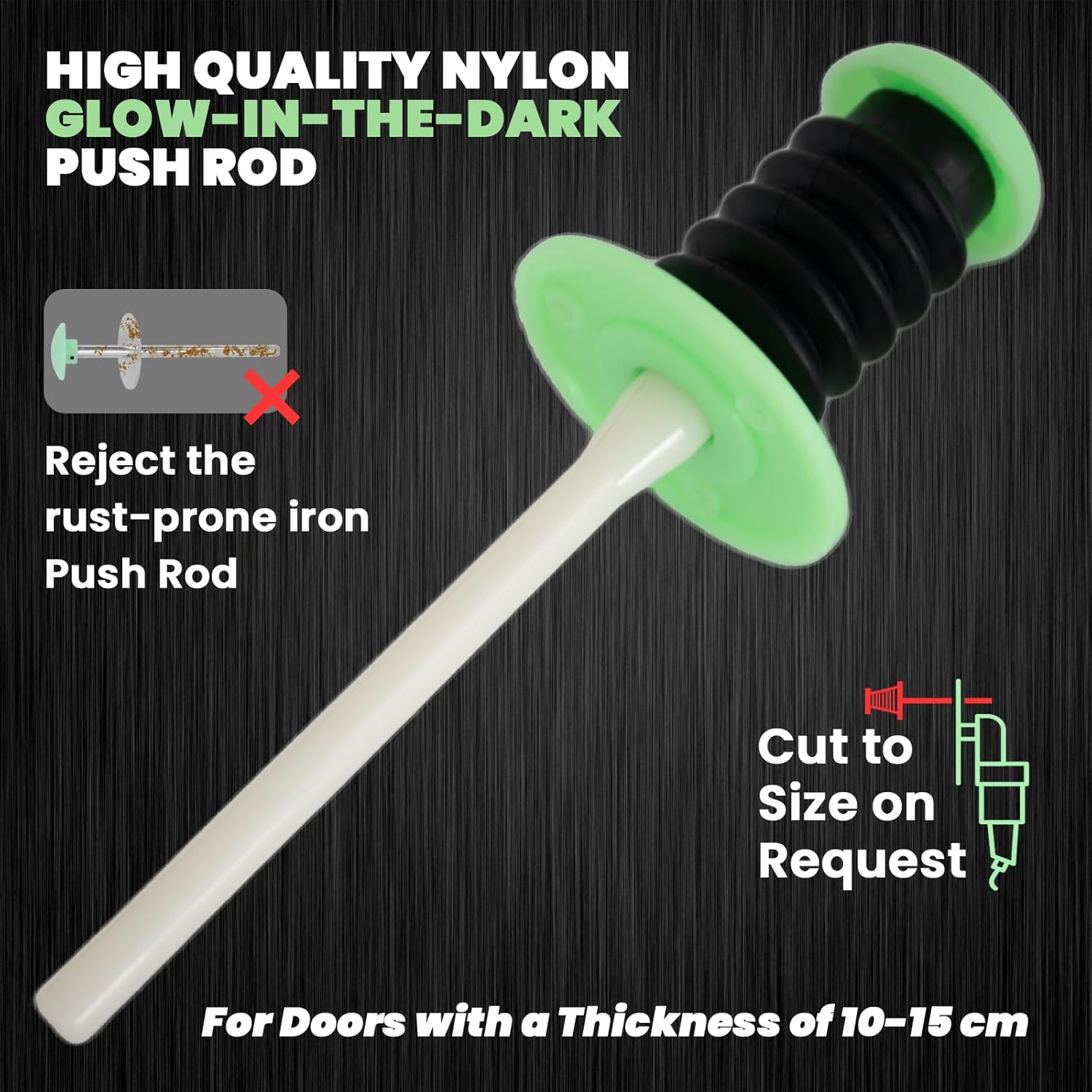 Walk in Cooler Door Handle, Walk in Cooler Door Closer Complete Latch Kit, Cooler Door Radial Latch (1/8 In-1/4 in(Flush)) and 6" Solid Nylon Glow-in-The-Dark Release Handle