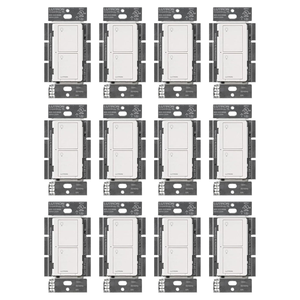 Lutron Caseta Original Smart Light Switch (Lutron Smart Hub Required), for Home, LED Lights, and Fans, 6 Amp, Single-Pole/3-Way, Neutral Required, PD-6ANS-WH-12-Pack, White, 12 Pack
