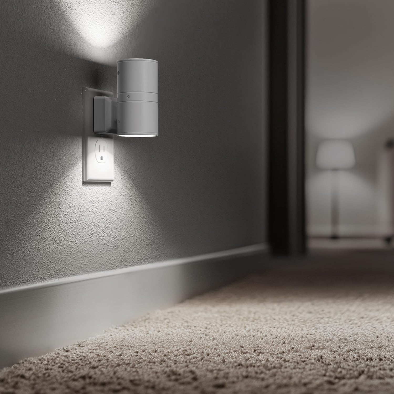 Briignite Night Lights Plug into Wall, Modern LED Night Light Plug in, Dusk to Dawn Sensor, 5000K Daylight, 0-100LM Adjustable Brightness, Dimmable NightLight for Hallway, Bedroom, Stairway, 2 Pack