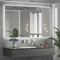 TETOTE 60 x 40 LED Backlit Bathroom Mirror with Light,3 Color White/Warm/Natural,Anti-Fog Lighted Mirror,Dimmable,Vanity Mirror,Wall Mounted