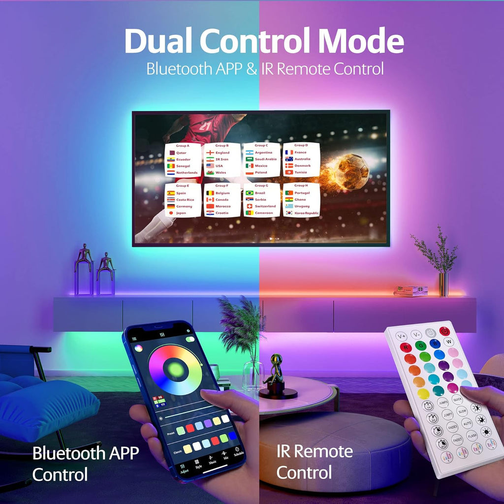 KEELIXIN LED Lights Music Sync RGB LED Strip Lights with APP & Remote Control