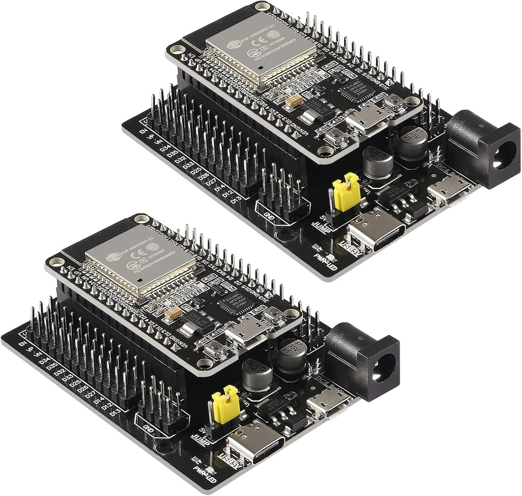 AITRIP 2 Sets ESP-WROOM-32 ESP32 ESP-32S Development Board CP2102 WiFi+Bluetooth Ultra-Low Power Dual Core ESP32-DevKitC-32 ESP-WROOM-32 with Expansion Board for Arduino