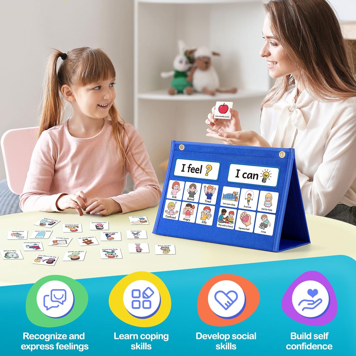 Feelings Chart, Social Emotional Learning Activities,Autism Learning Materials, ADHD Tools,Behavior Management,Anger Management Toys,Calm Down Corner Supplies for Classroom Daycare & Home