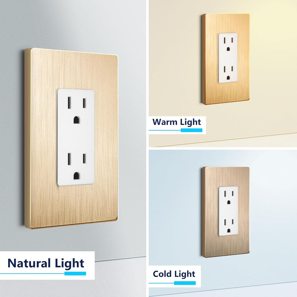 LIDER Brushed Finish Decorator Switch Cover, Screwless Wall Plate, Mid-Size 4-Gang 4.88" x 8.58", Unbreakable Polycarbonate Thermoplastic, UL Listed, LSWP-34M-BGD, Brushed Gold