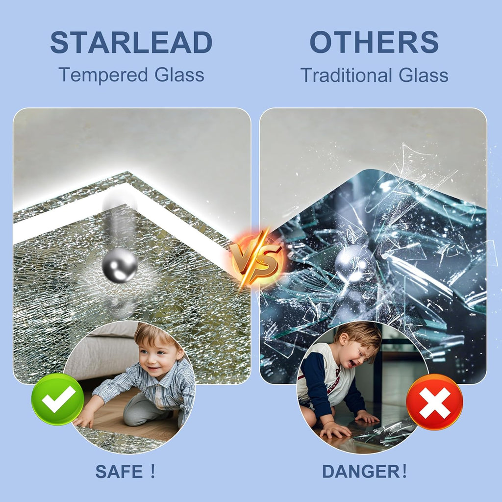 STARLEAD Led-Bathroom-Mirror-with-Lights, 40"x28" Wall-Mounted with 3 Colors Dimmable Light, Bluetooth Speaker, Anti-Fog, Memory, Tempered Glass, Front & Backlit (Horizontal/Vertical)